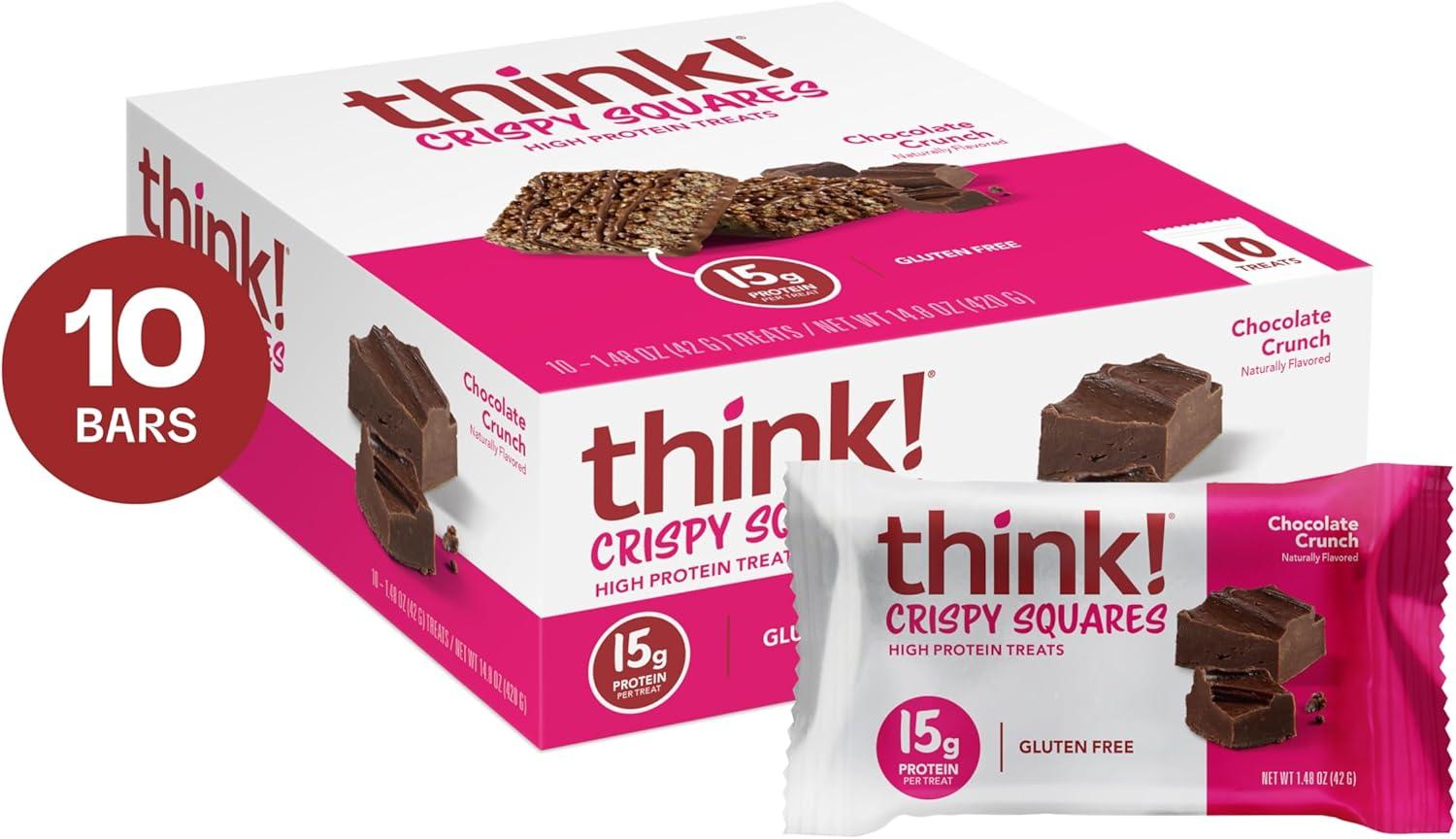 image:imageThink High Protein Crispy Squares Chocolate Crunch Treat 10 PackChocolate Crunch
