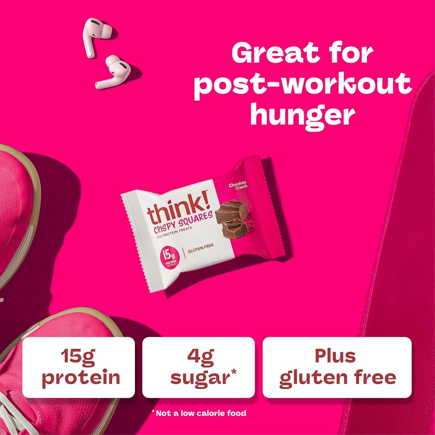 image:imageThink High Protein Crispy Squares Chocolate Crunch Treat 10 PackChocolate Crunch