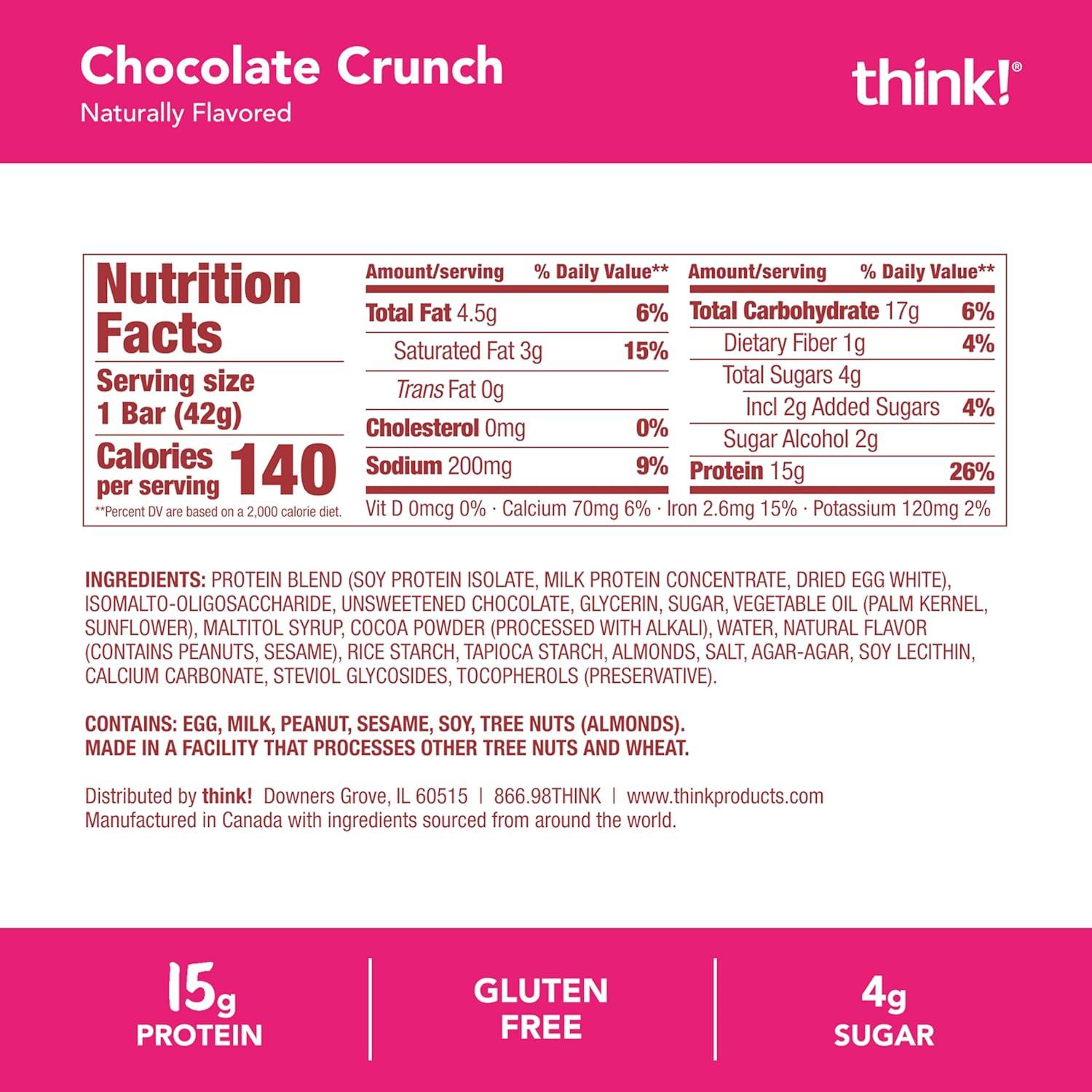 image:imageThink High Protein Crispy Squares Chocolate Crunch Treat 10 PackChocolate Crunch