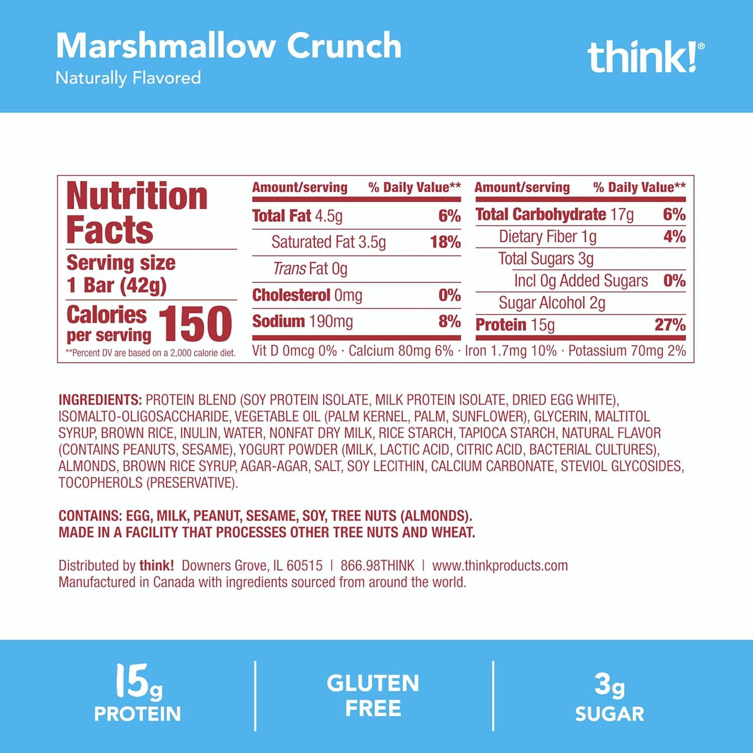 image:imageThink High Protein Crispy Squares Chocolate Crunch Treat 10 PackMarshmallow Crunch