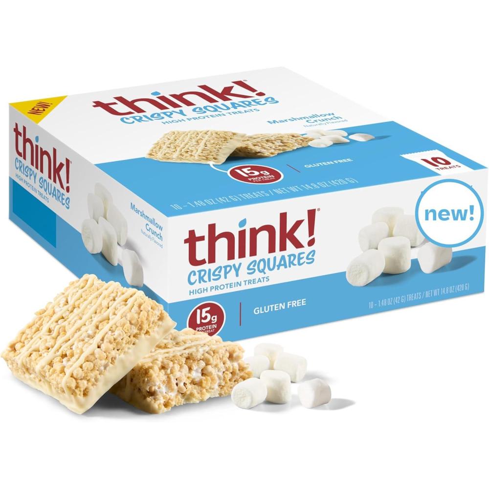 image:imageThink High Protein Crispy Squares Chocolate Crunch Treat 10 PackMarshmallow Crunch