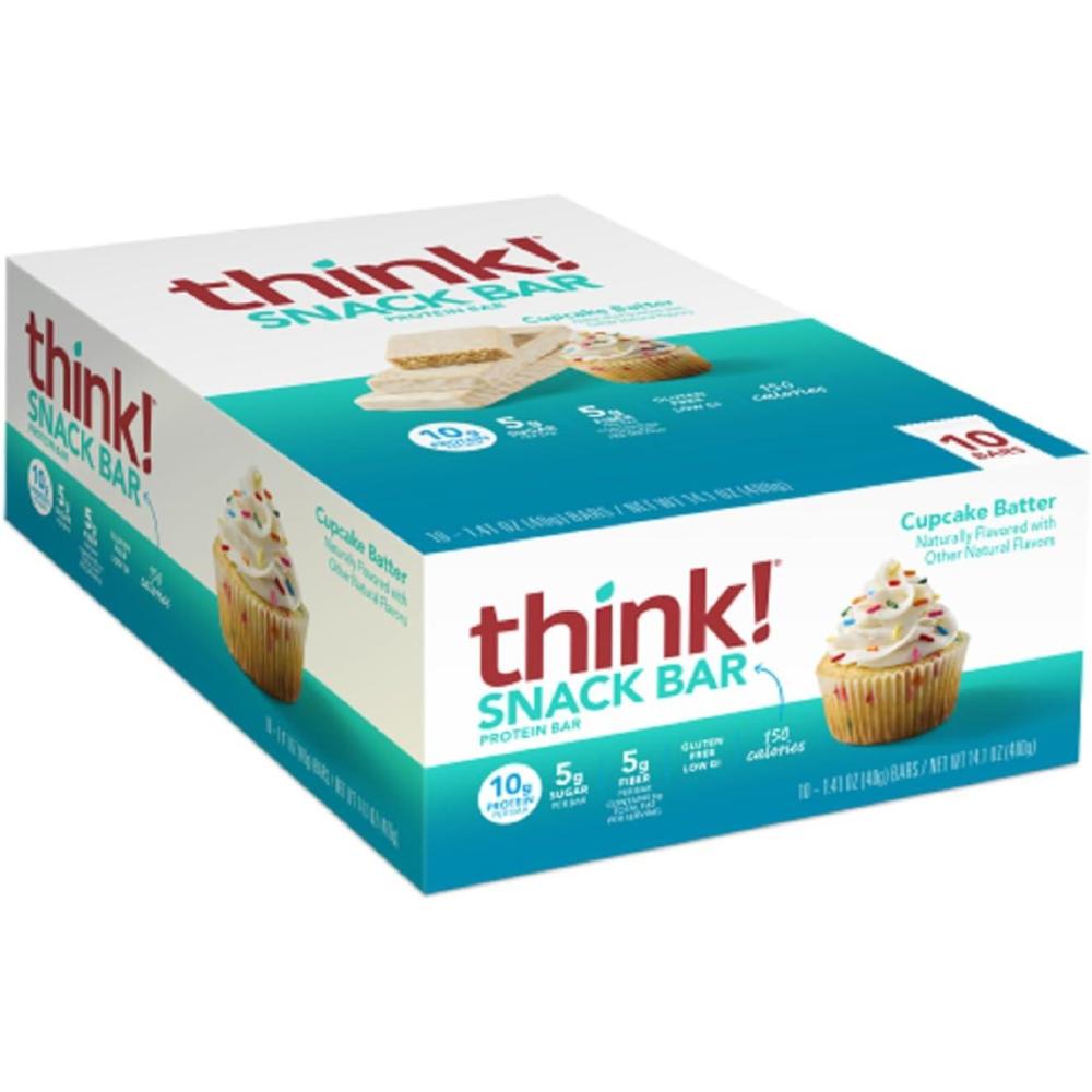 image:imagethink Protein Bars with Chicory Root for Fiber Digestive Support Gluten Free with Whey Protein Isolate Salted Caramel Snack Bars without Artificial Sweeteners 14 Oz 10 CountCupcake Batter
