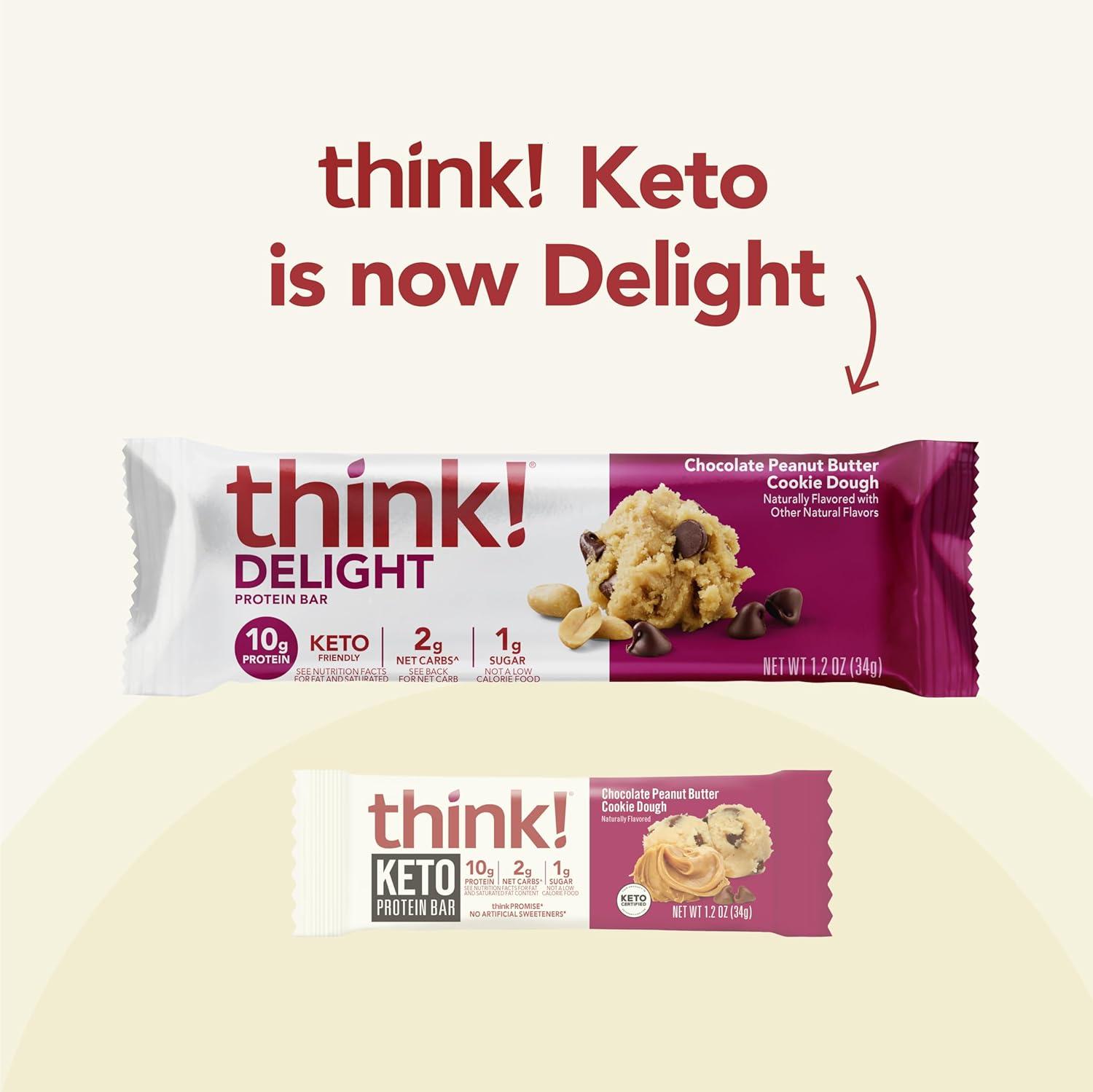 image:imagethink Delight Protein Bars Chocolate Peanut Butter Pie Low Sugar amp Low Carb GlutenFree Snack Keto Friendly Snacks 12 Count Packaging May VaryChocolate Peanut Butter Cookie Dough