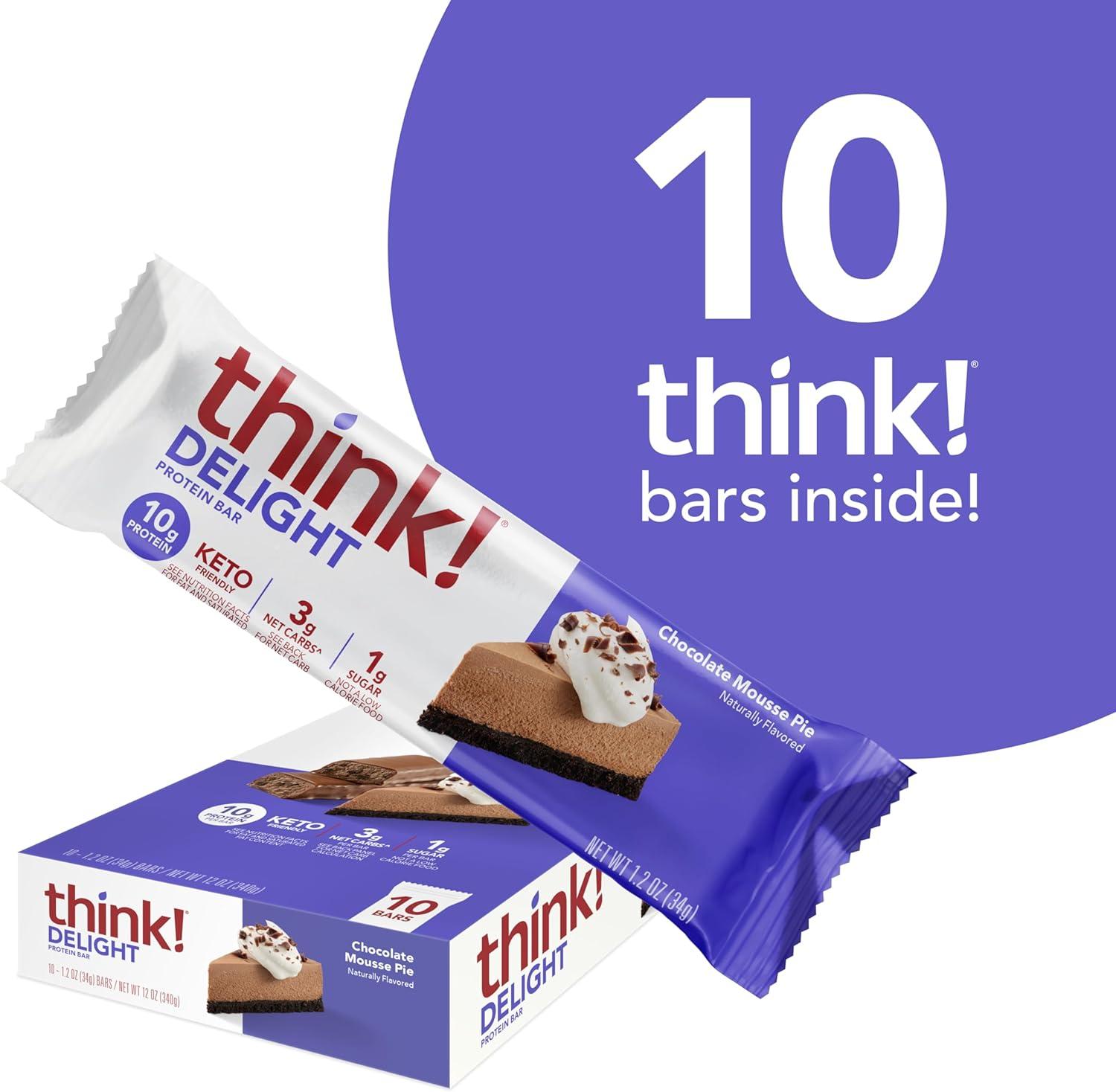 image:imagethink Delight Protein Bars Chocolate Peanut Butter Pie Low Sugar amp Low Carb GlutenFree Snack Keto Friendly Snacks 12 Count Packaging May VaryChocolate Mousse Pie