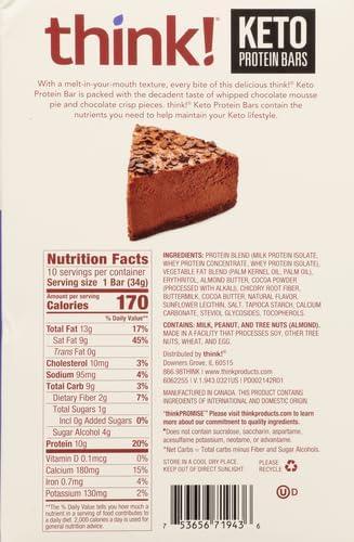image:imagethink Delight Protein Bars Chocolate Peanut Butter Pie Low Sugar amp Low Carb GlutenFree Snack Keto Friendly Snacks 12 Count Packaging May VaryChocolate Mousse Pie