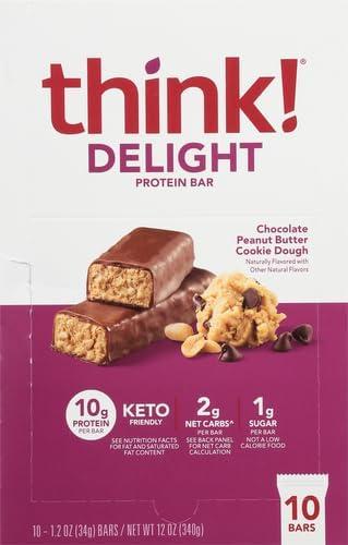 image:imagethink Delight Protein Bars Chocolate Peanut Butter Pie Low Sugar amp Low Carb GlutenFree Snack Keto Friendly Snacks 12 Count Packaging May VaryChocolate Peanut Butter Cookie Dough