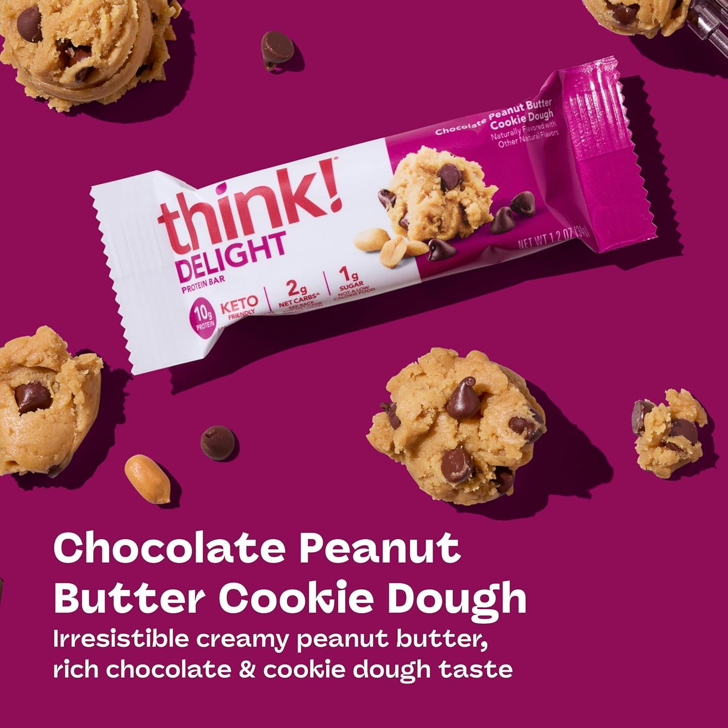 image:imagethink Delight Protein Bars Chocolate Peanut Butter Pie Low Sugar amp Low Carb GlutenFree Snack Keto Friendly Snacks 12 Count Packaging May VaryChocolate Peanut Butter Cookie Dough