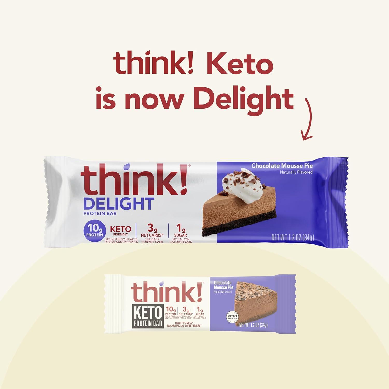 image:imagethink Delight Protein Bars Chocolate Peanut Butter Pie Low Sugar amp Low Carb GlutenFree Snack Keto Friendly Snacks 12 Count Packaging May VaryChocolate Mousse Pie