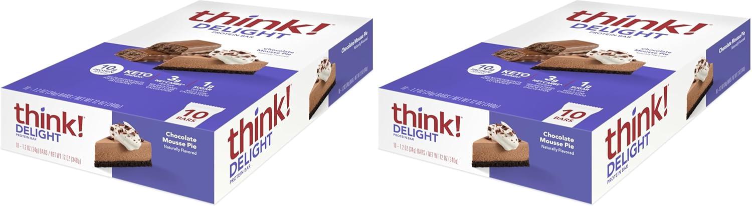 image:imagethink Delight Protein Bars Chocolate Peanut Butter Pie Low Sugar amp Low Carb GlutenFree Snack Keto Friendly Snacks 12 Count Packaging May VaryChocolate Mousse Pie