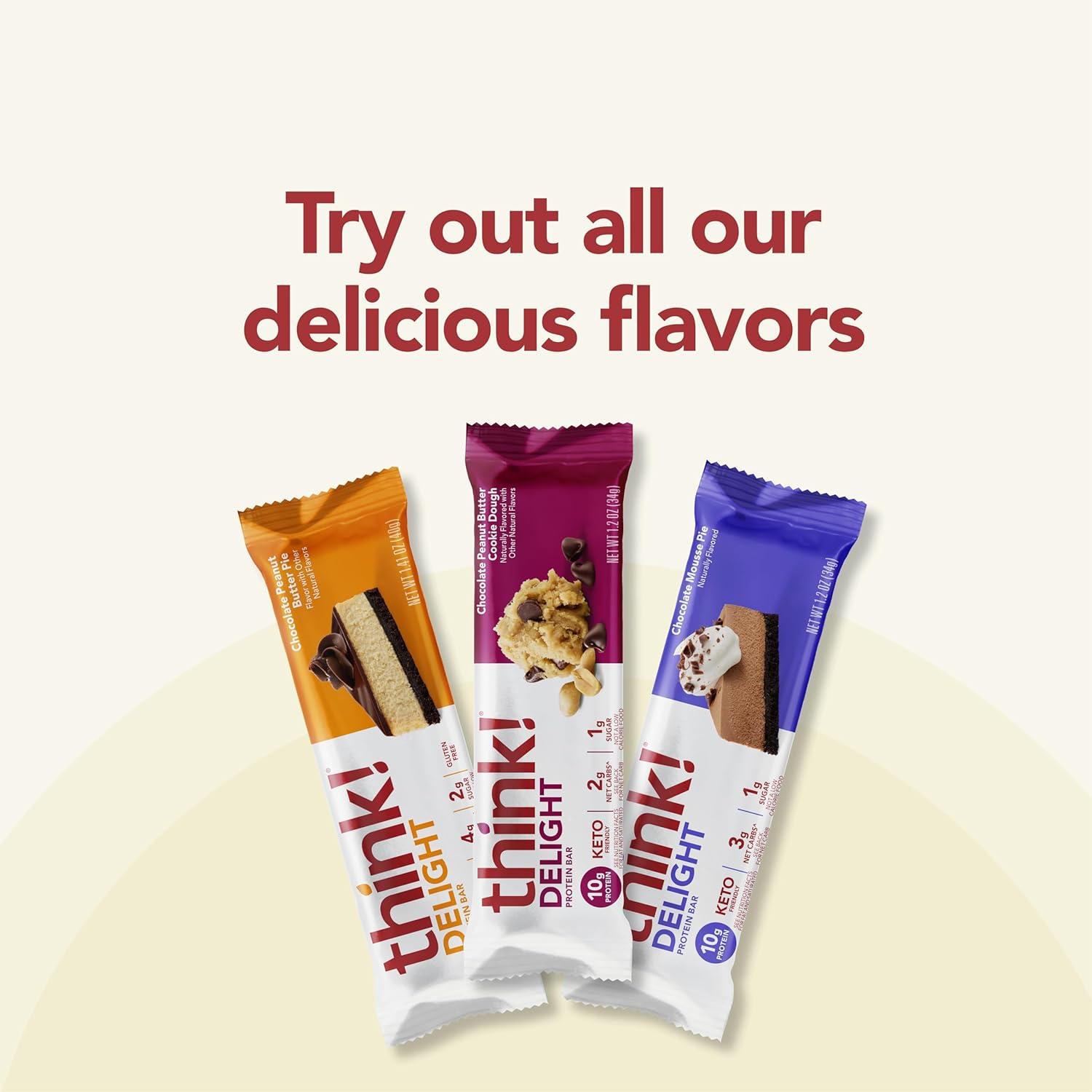image:imagethink Delight Protein Bars Chocolate Peanut Butter Pie Low Sugar amp Low Carb GlutenFree Snack Keto Friendly Snacks 12 Count Packaging May VaryChocolate Mousse Pie