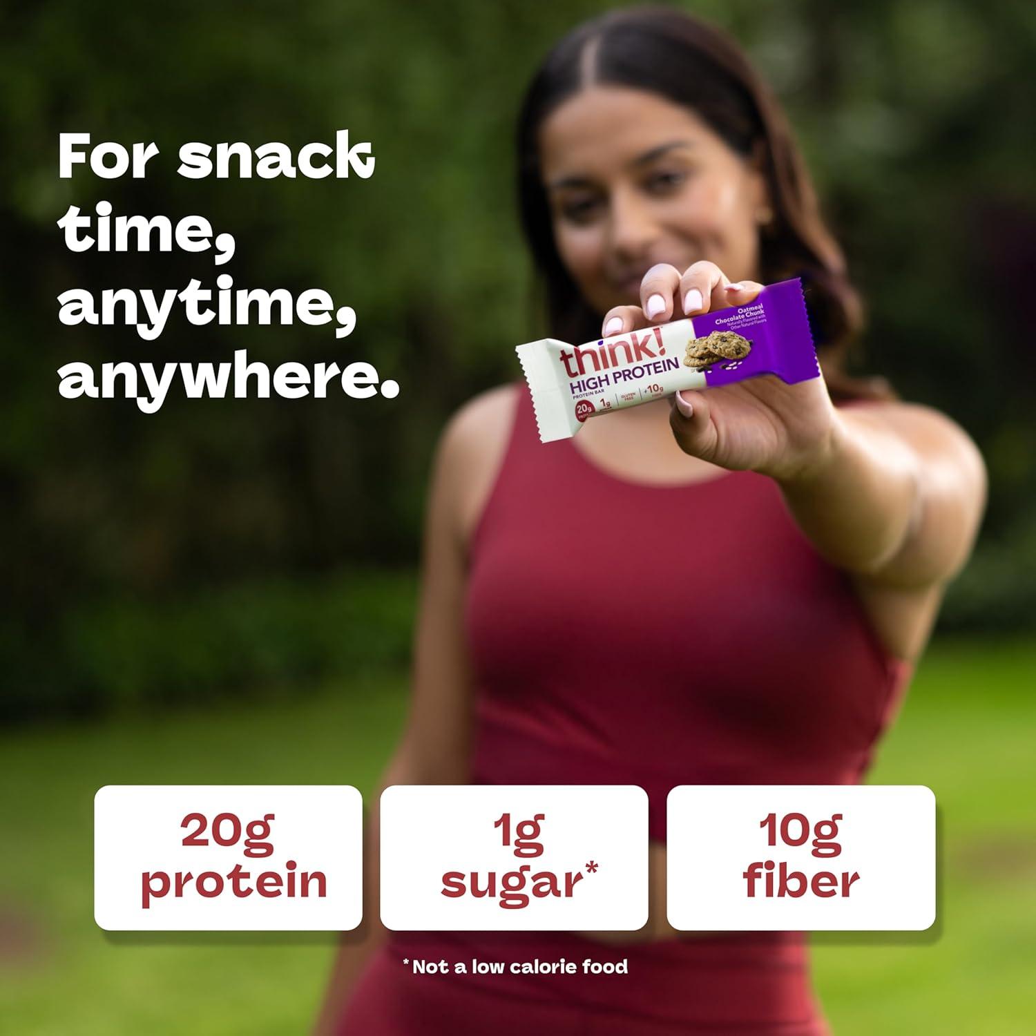 image:imagethink Protein Bars High Protein Snacks Gluten Free High Fiber Peanut Butter Chocolate Chunk 10 CountOatmeal Chocolate Chunk