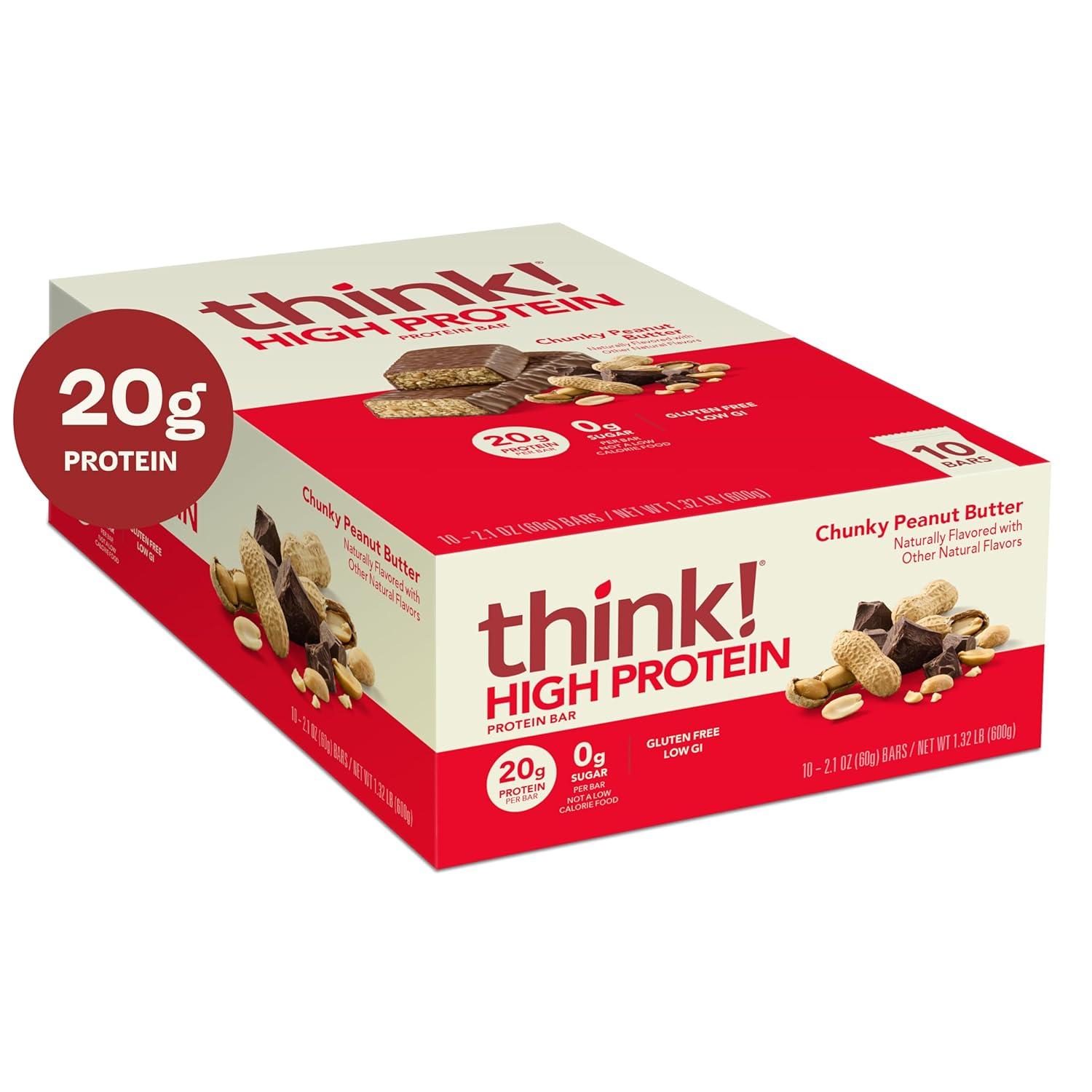 image:imagethink Protein Bars High Protein Snacks Gluten Free Kosher Friendly Lemon Crisp 10 Count Packaging May VaryChunky Peanut Butter