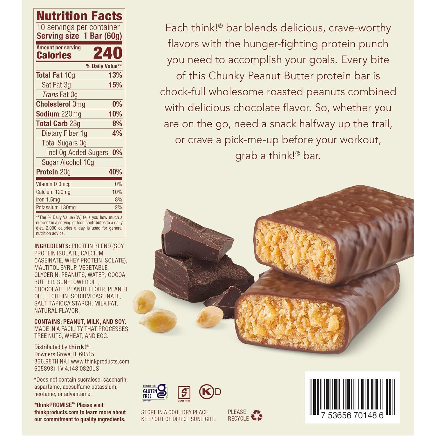 image:imagethink Protein Bars High Protein Snacks Gluten Free Kosher Friendly Lemon Crisp 10 Count Packaging May VaryChunky Peanut Butter