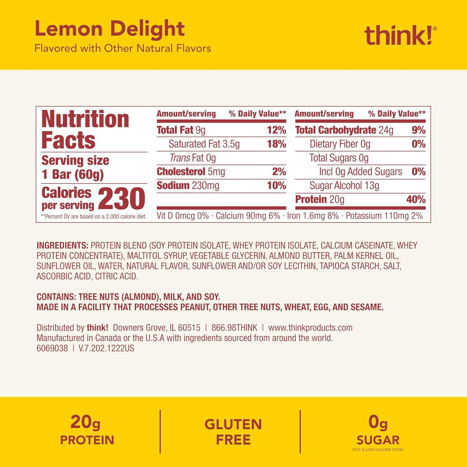 image:imagethink Protein Bars High Protein Snacks Gluten Free Kosher FriendlyVariety Pack Nutrition Bars 21 Oz per Bar 12 Count Packaging May VaryLemon Delight