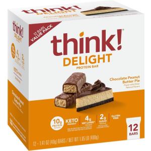 image:imagethink Delight Protein Bars Chocolate Peanut Butter Pie Low Sugar amp Low Carb GlutenFree Snack Keto Friendly Snacks 12 Count Packaging May VaryChocolate Peanut Butter Pie