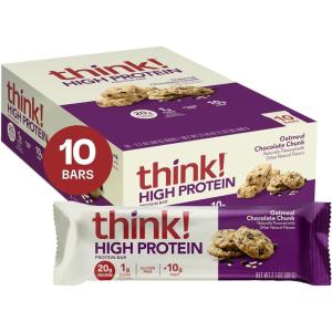 image:imagethink Protein Bars High Protein Snacks Gluten Free High Fiber Peanut Butter Chocolate Chunk 10 CountOatmeal Chocolate Chunk