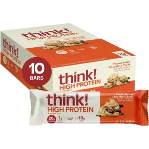 image:imagethink Protein Bars High Protein Snacks Gluten Free High Fiber Peanut Butter Chocolate Chunk 10 CountPeanut Butter Chocolate Chunk