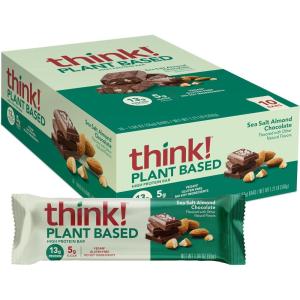 image:imagethink VeganPlant Based High Protein Bars  Sea Salt Almond Chocolate 13g Protein 5g Sugar No Artificial Sweeteners Non GMO Project Verified 10 Count Packaging May VarySea Salt Almond Chocolate