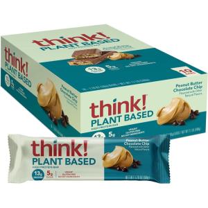 image:imagethink VeganPlant Based High Protein Bars  Sea Salt Almond Chocolate 13g Protein 5g Sugar No Artificial Sweeteners Non GMO Project Verified 10 Count Packaging May VaryPeanut Butter Chocolate Chip